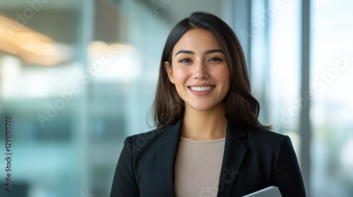 Smiling Businesswoman in Office Setting