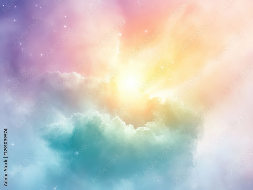 Fototapeta premium Colorful Cloudscape with Stars