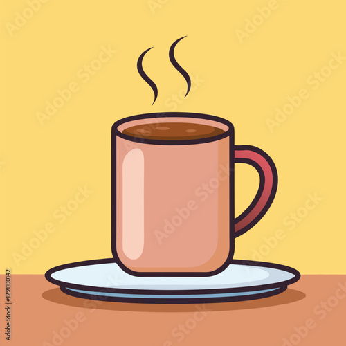 Modern Flat Style Tea Cup Illustration