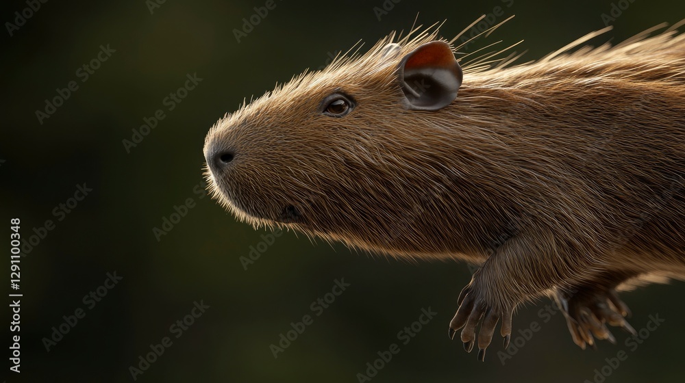 Fototapeta premium Capybara adventures exploring nature at the zoo