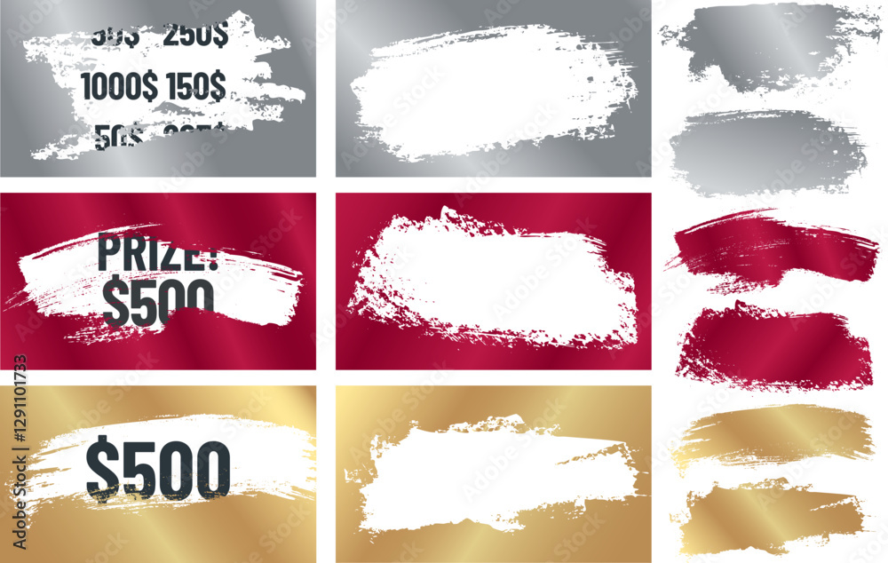 Set of scratch effect shapes for lottery scratch cards