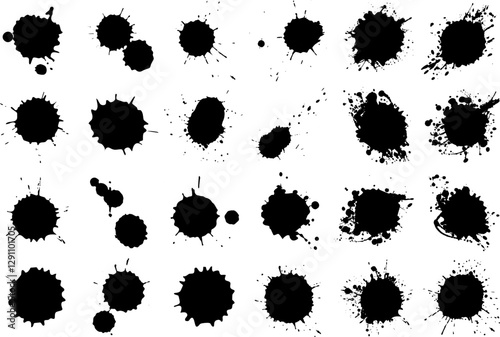set of ink drops and stains