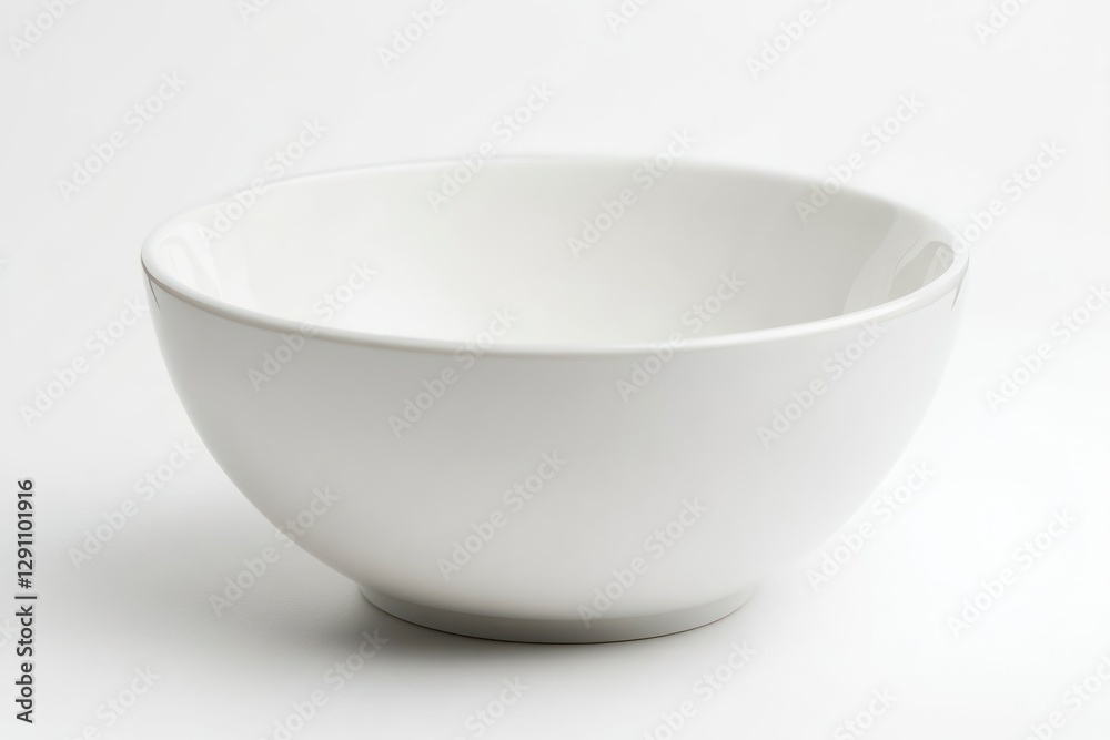 White bowl, made of plastic material, front view, against a white background, professional color grading White bowl, made of plastic material, front view, against a white background, professional color grading