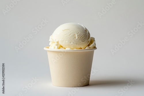 ice cream tub made from kraft paper, against a white background. The container is plain, with no design or text on the lid or body.