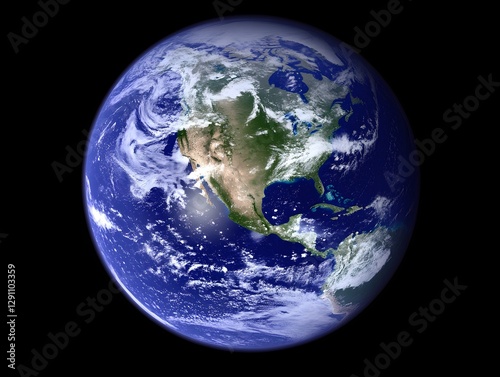 A stunning view of Earth from space, showcasing North America and vibrant cloud formations