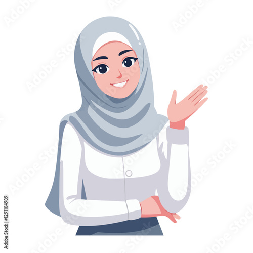 vector of friendly Muslim characters greeting the month of Ramadan