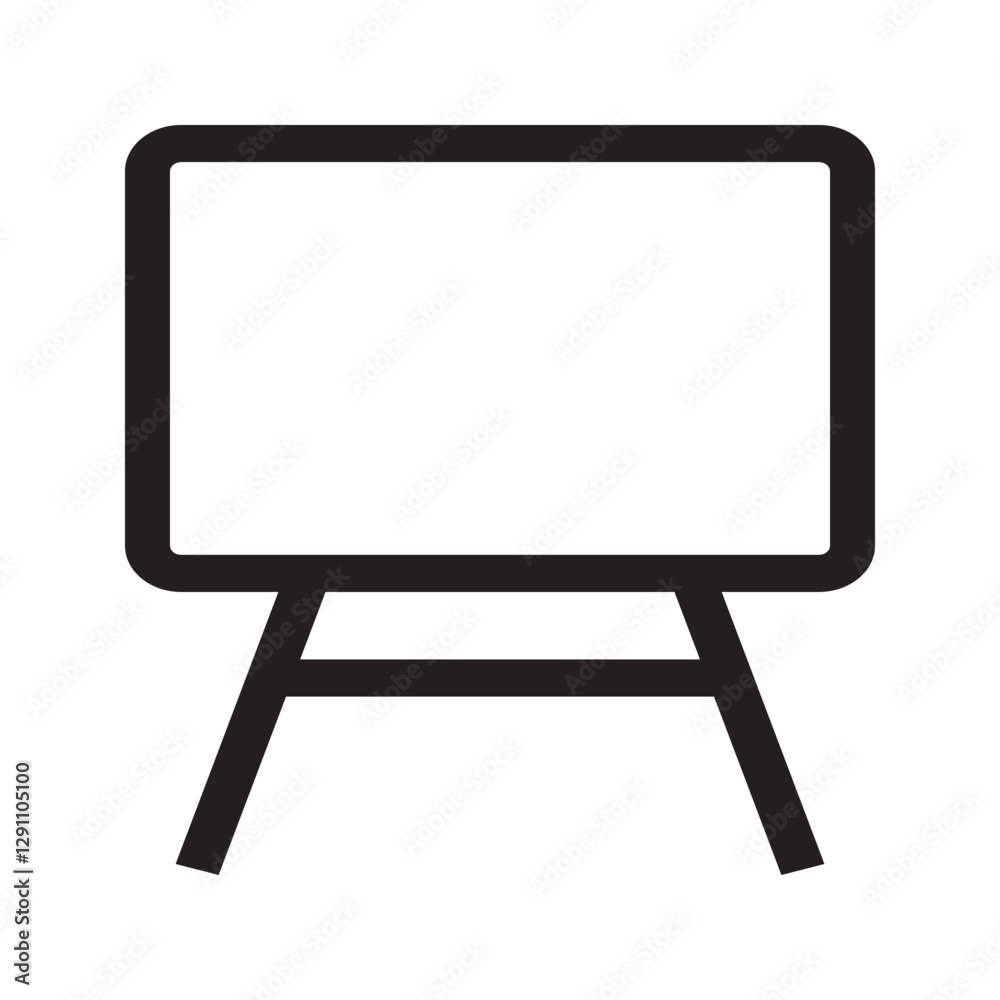 Outline icon of a blackboard with chalk and eraser at the bottom, symbolizing active teaching and educational tools. Outline icon of a blackboard with chalk and eraser at the bottom, symbolizing active teaching and educational tools.