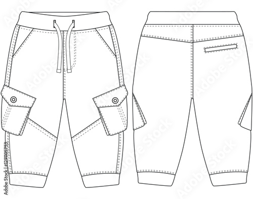 KIDS AND INFANT WEAR BABY BOY Cargo PANTS VECTOR illustration DESIGN