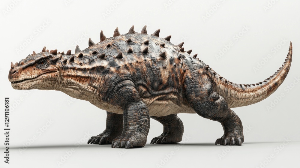 3D Render of Brown and Gray Armored Dinosaur on White Background 3D Render of Brown and Gray Armored Dinosaur on White Background