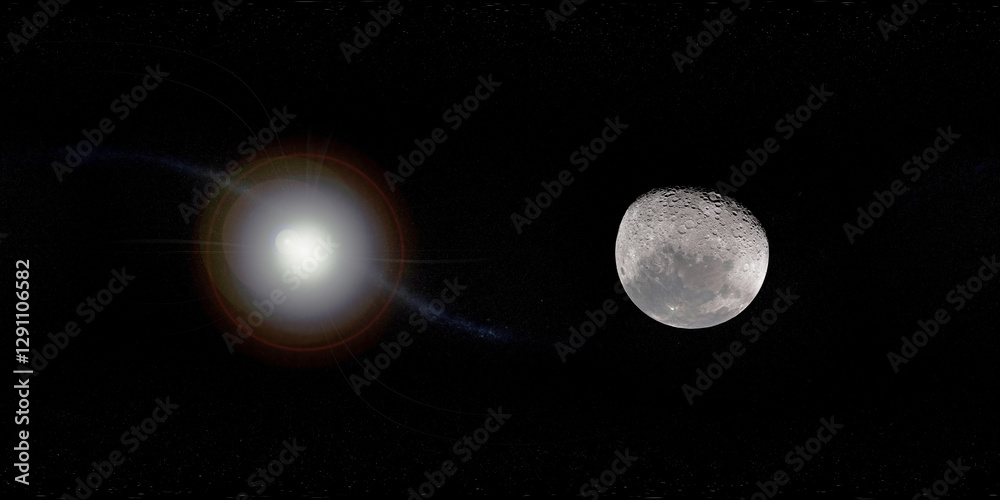sun and moon 360° equirectangular vr environment