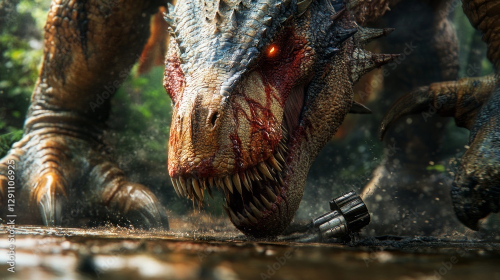 Bloody Tyrannosaurus Rex in Jungle Setting Bloody Tyrannosaurus Rex in Jungle Setting