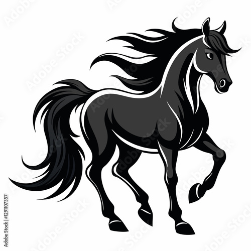 Rearing Horse Silhouette Vector Illustration – High-Quality Clipart