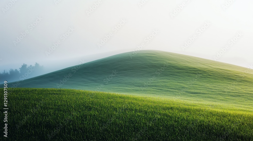 Obraz premium Serene Green Hills Under Soft Morning Light