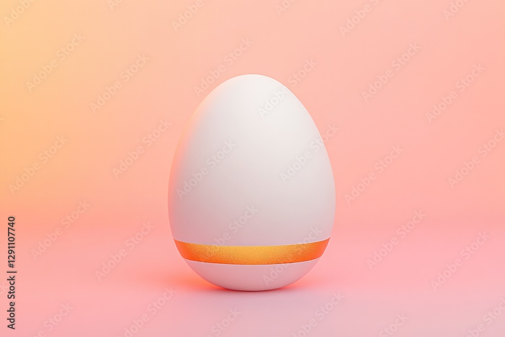 Minimalist design showcases white egg-shaped object with vibrant Minimalist design showcases white egg-shaped object with vibrant