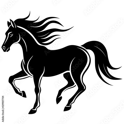 Rearing Horse Silhouette Vector Illustration – High-Quality Clipart