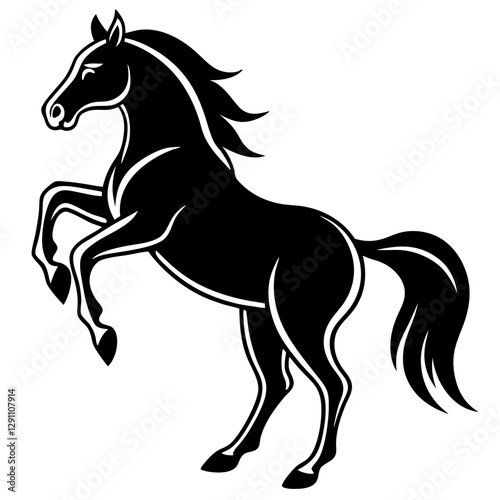 Rearing Horse Silhouette Vector Illustration – High-Quality Clipart