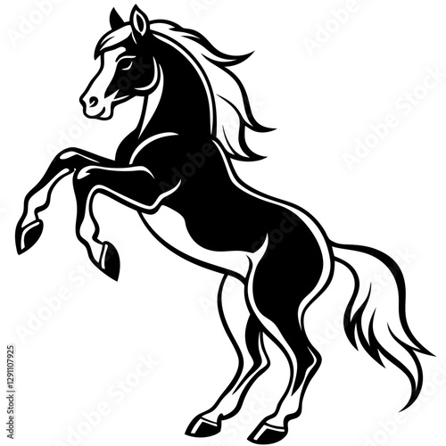 Rearing Horse Silhouette Vector Illustration – High-Quality Clipart
