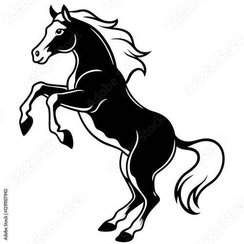 Rearing Horse Silhouette Vector Illustration – High-Quality Clipart