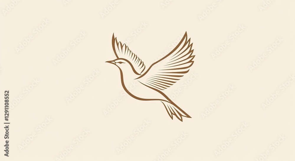 Simple Line Art Dove in Flight Simple Line Art Dove in Flight