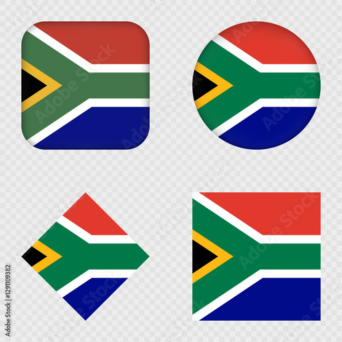 South Africa Flag Icons Pack. Vector illustration.