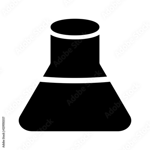 Solid icon of a conical flask with a narrow neck and wide base, often used in lab experiments and mixing solutions.