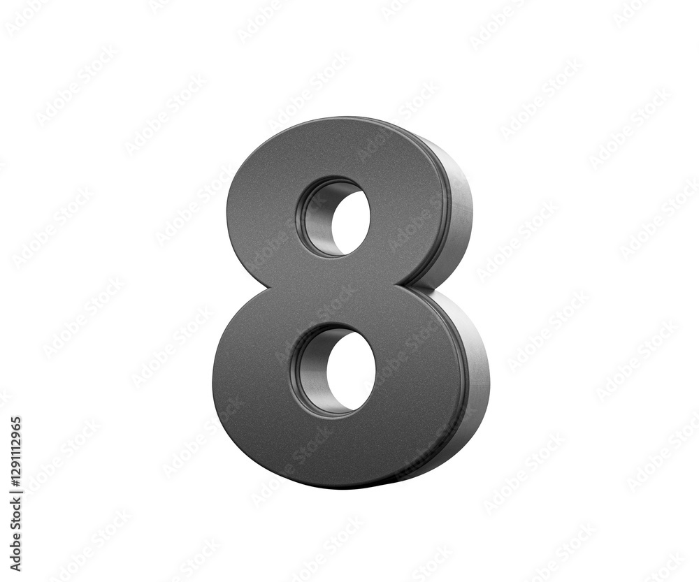 Sleek metallic Black number 8 Eight with a slight shadow effect, 3d illustration Sleek metallic Black number 8 Eight with a slight shadow effect, 3d illustration