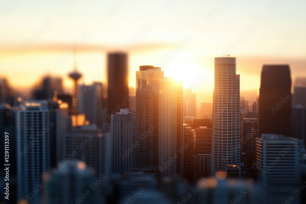 Fototapeta premium city skyline at sunset