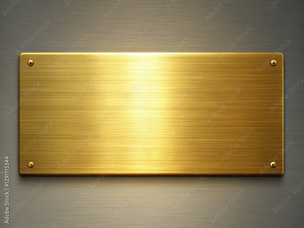 Showcase your brand with this empty, panoramic rectangular gold brass nameplate mockup. Premium signage template. Showcase your brand with this empty, panoramic rectangular gold brass nameplate mockup. Premium signage template.