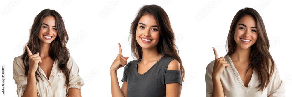 A Set of Cheerful Young Woman in Casual Outfit Exhibiting Joyful Expression and Friendly Gesture with Modern Style Isolated on Transparent Background A Set of Cheerful Young Woman in Casual Outfit Exhibiting Joyful Expression and Friendly Gesture with Modern Style Isolated on Transparent Background
