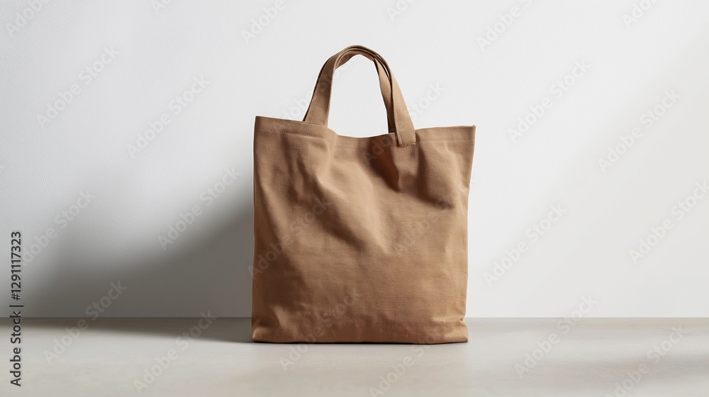 Warm tan canvas tote bag with plain, clean design, placed on a light white surface, showcasing a simple, minimalist aesthetic aimed at print-ready mockup 4 Warm tan canvas tote bag with plain, clean design, placed on a light white surface, showcasing a simple, minimalist aesthetic aimed at print-ready mockup 4