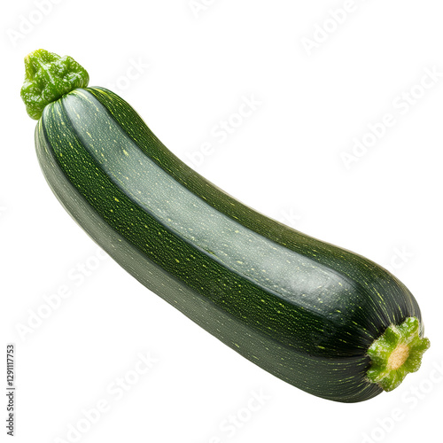 Fresh zucchini isolated on a clean transparent background showcasing its vibrant green color and smooth texture, zucchini isolated on transparent background