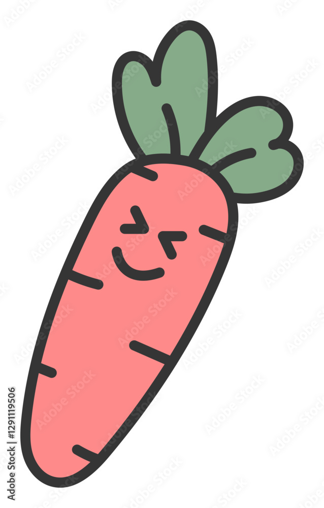 Cute Sticker Cartoon Carrot Illustration Cute Sticker Cartoon Carrot Illustration