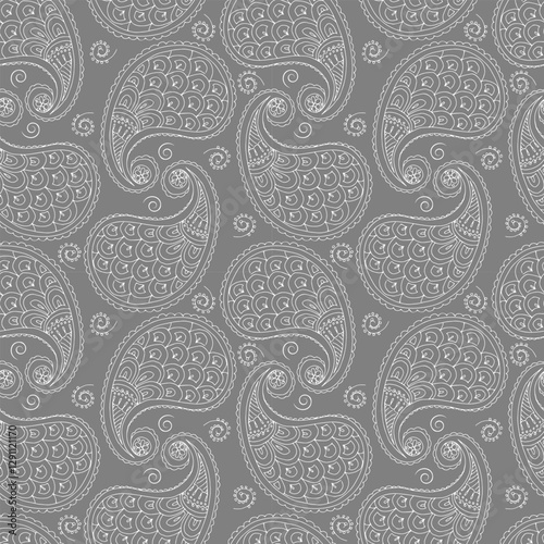 seamless botanical pattern of painted oriental motifs 