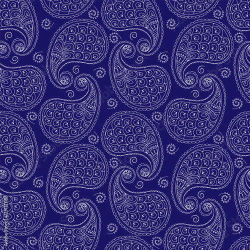 seamless botanical pattern of painted oriental motifs 