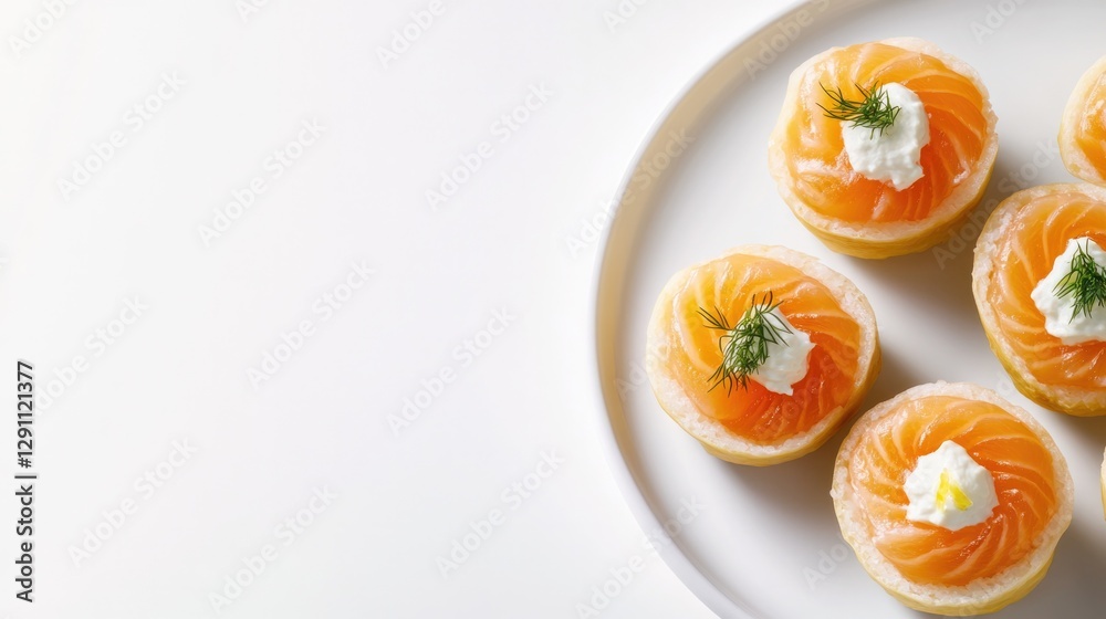 Delicate pastries topped with cream and vibrant fruit, elegantly Delicate pastries topped with cream and vibrant fruit, elegantly