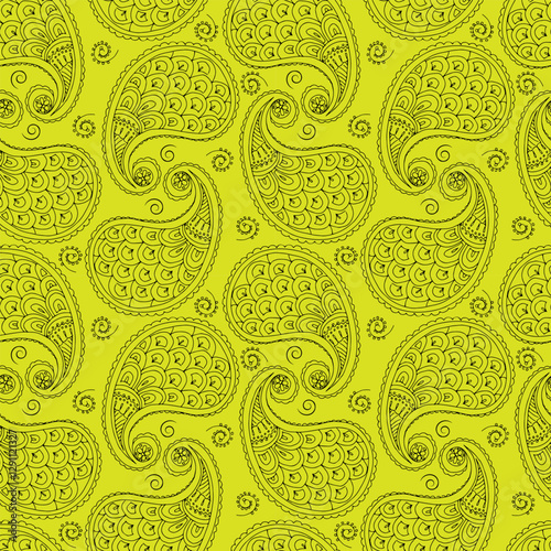 seamless botanical pattern of painted oriental motifs 