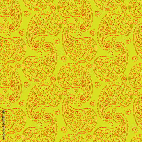 seamless botanical pattern of painted oriental motifs 