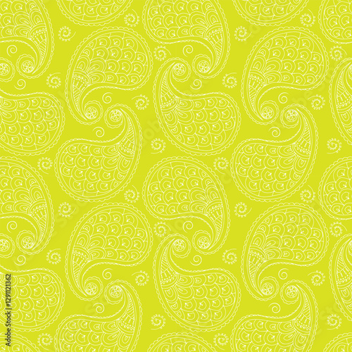 seamless botanical pattern of painted oriental motifs 