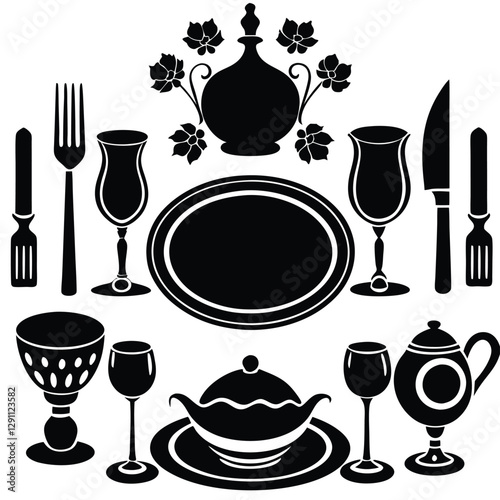 restaurant icons set