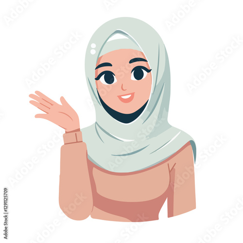 vector of friendly Muslim characters greeting the month of Ramadan