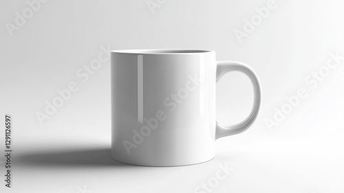 A single ceramic coffee mug on a pure white background