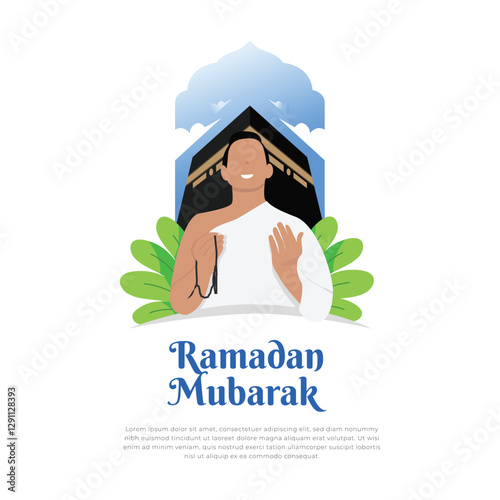 Illustration of men praying more in the month of Ramadan and Hajj