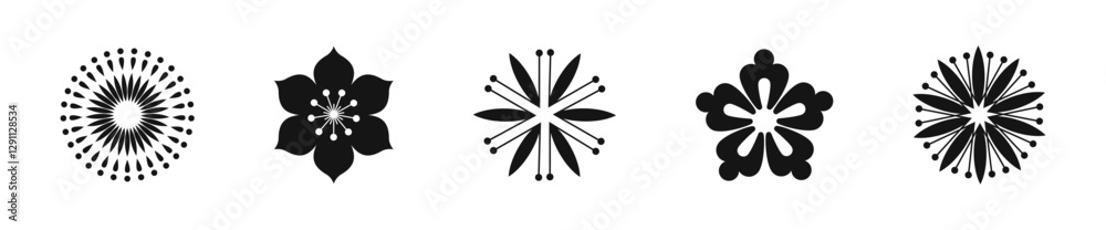 Flower Black Flat Icons. Floral Vector Icon Set Flower Black Flat Icons. Floral Vector Icon Set