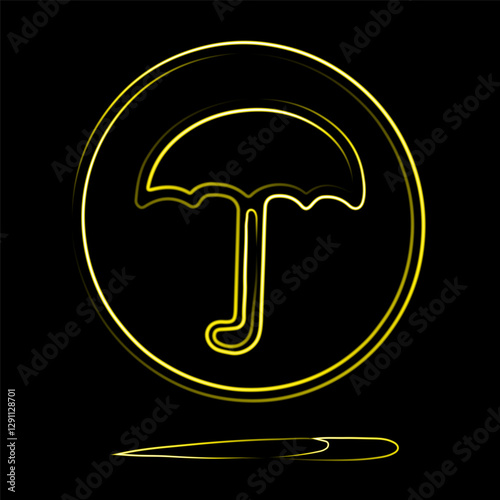 Vector isolated illustration of Korean dalgona game with umbrella-shaped challenge with neon effect.