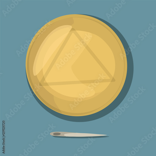 Vector isolated illustration of the Korean dalgona game with a triangle challenge.