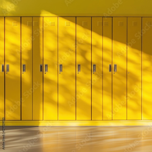 Yellow School Lockers with shadows.