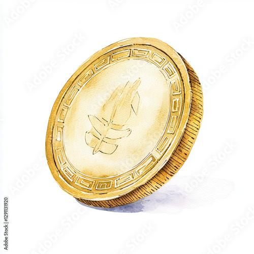 detailed illustration of ancient Chinese coin with intricate designs