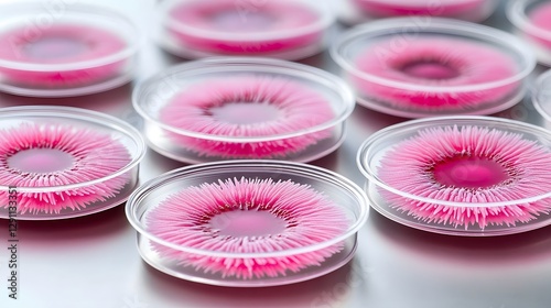 Obraz na płótnie A captivating macro close up image showcasing the intricate details of gram positive bacterial colonies growing in a petri dish w salonie