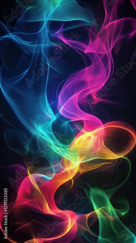 produce a minimalist, high-resolution image featuring a continuous line design with a neon effect