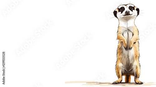 Obraz na płótnie A carefully illustrated meerkat standing upright in a pen and ink style that enhances the detailed texture of its fur and vigilant posture w salonie